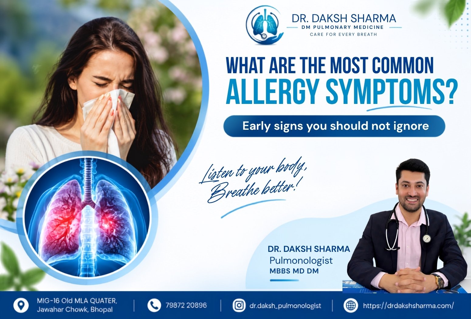 Dr. Daksh Sharma explaining common allergy symptoms and early warning signs for better respiratory health