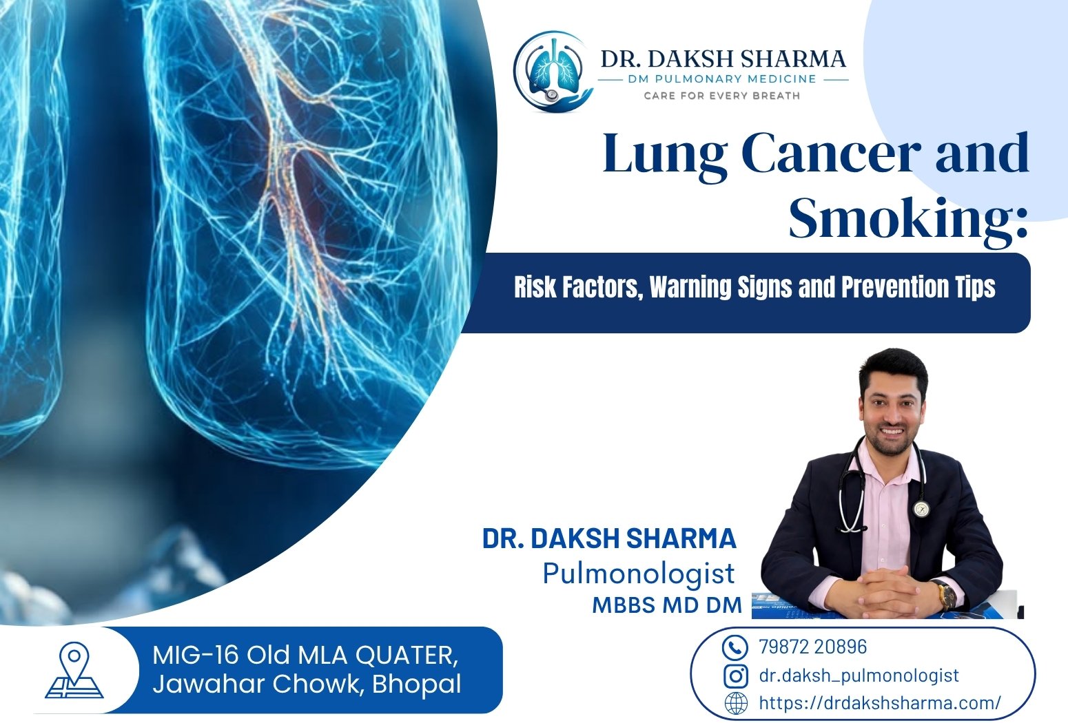 Dr. Daksh Sharma Pulmonologist explaining lung cancer and smoking risk factors, warning signs and prevention tips