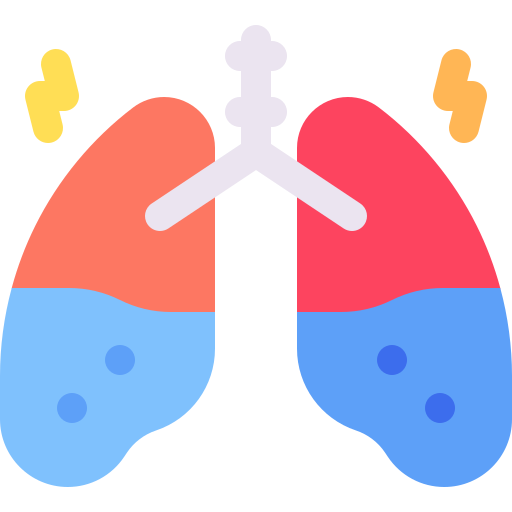 Medical illustration of lungs showing respiratory symptoms, suitable for Dr. Daksh Sharma, pulmonologist in Bhopal.
